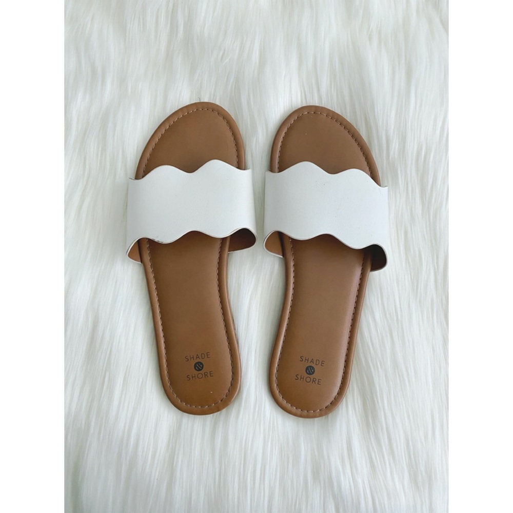 White slide sandals